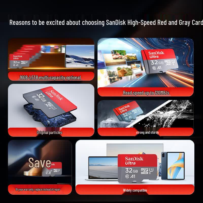 SanDisk 32 ГБ A1 U1 C10 Экстремально высокоскоростная карта microSD