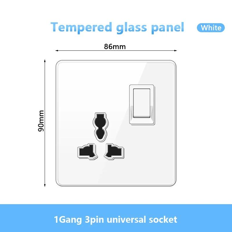 Стандарт Великобритании настенный светодиодный выключатель 2-позиционный розетка питания, 18 Вт быстрая зарядка универсальная двойная 3-контактная вилка USB Type-C стеклянная розетка