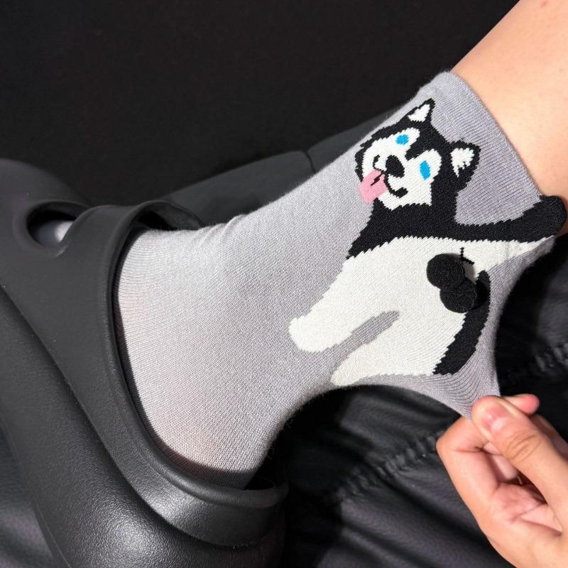 1/4 пары Осенне-зимние мультяшные милые носки из хлопка с собачками Каваи Лолита Вязаные носки Женские Девичьи Средней длины