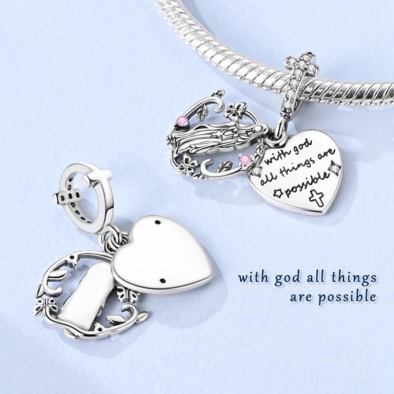 Lucky Clover Charms Bead Original Copper Inlaid Pink Zirconium Cute Pets Pendants Fit Bracelet Jewelry Lover Gift