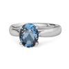 Классическое кольцо-солитер с лондонским голубым топазом - серебро 925 пробы