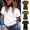 Обычные топы с короткими рукавами, футболка, удобная эластичная повседневная популярная женская дышащая базовая женская одежда, однотонная женская одежда ручной работы