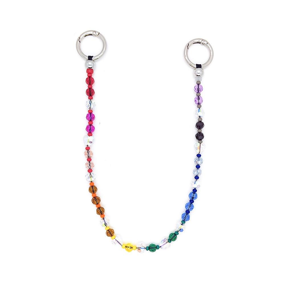 Yellow Duck Double Love Bag Pendant Y2K Charm Beads Keyring Big Size Heart Keychain Woman Lady