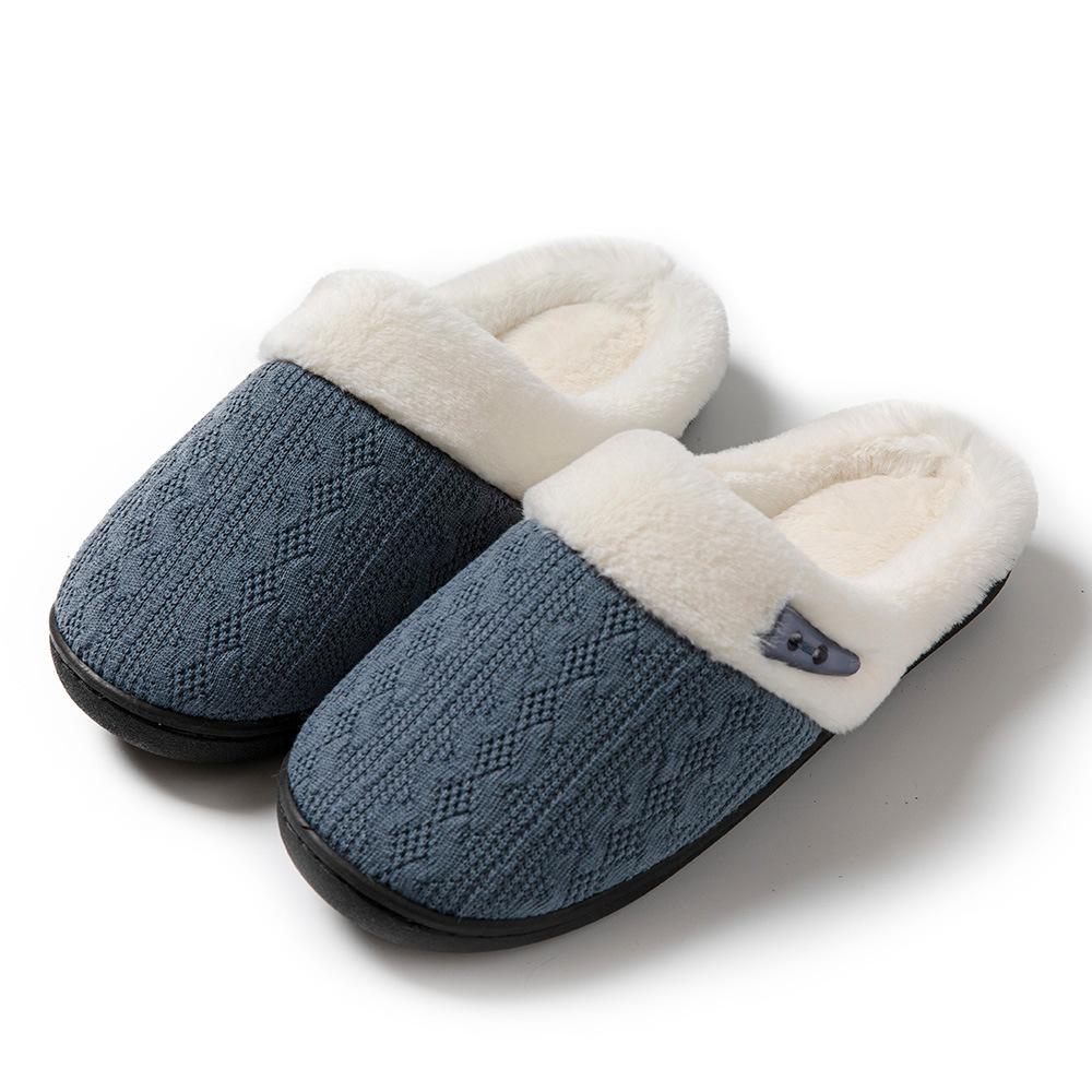 Fashion New Fashion Knnited Plush Slippers for Women Men Fluffy Winter Warm Slippers Lovers Non-slip House Cotton Shoes Couple Slippers