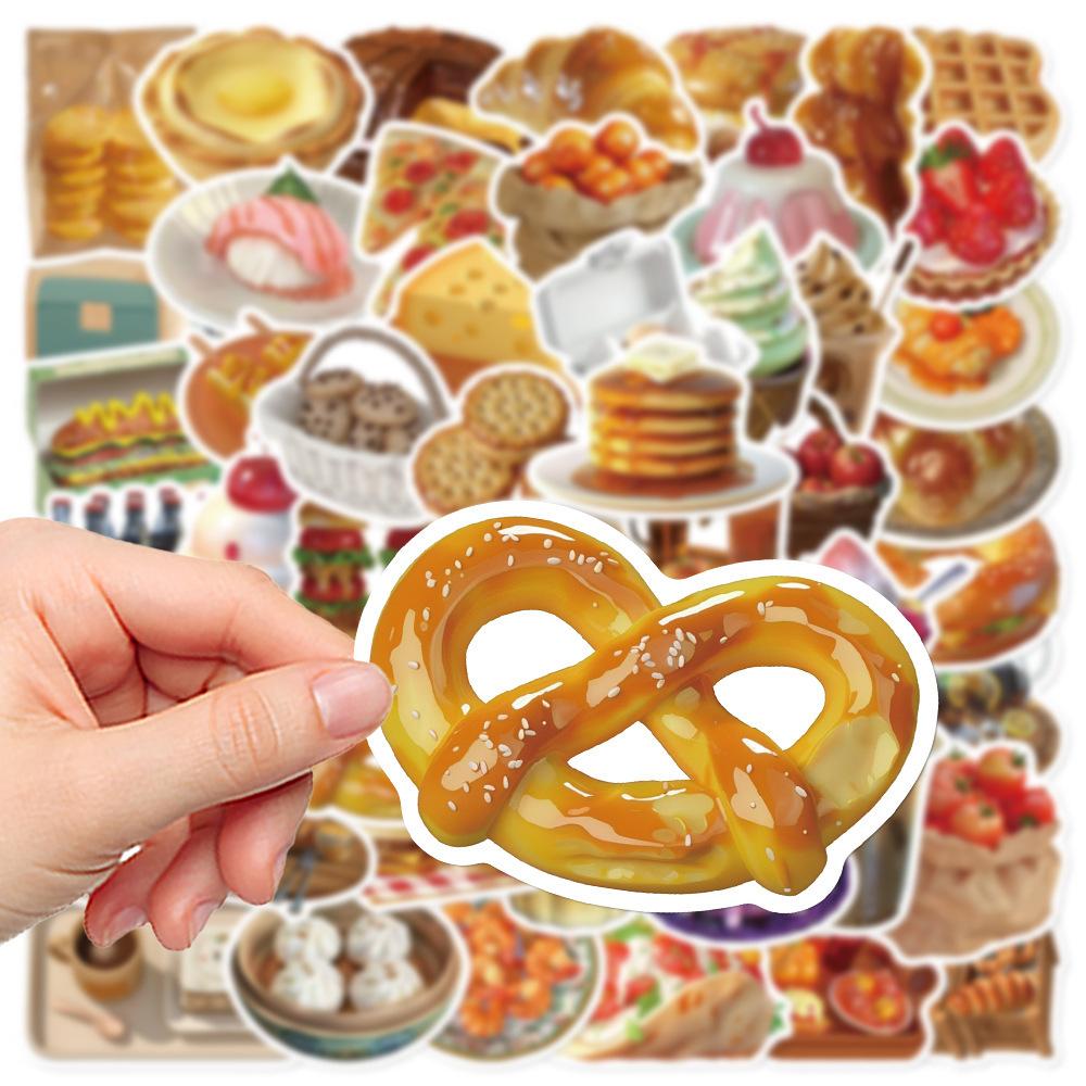 50Pcs/Set 3D Delicious Food . Afternoon Tea Dessert Stickers DIY Fashion Waterproof Doodle Decals Stickers (2 Styles)
