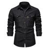 Us Denim No Iron Shirt Men's Casual Solid Color No Iron Men's Long Sleeved Shirt