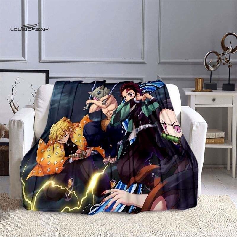 Одеяла LOUSIDREAM Demon Slayer для кроватей, дома, путешествий, взрослых, фланелевое одеяло для дивана, кровати, гостиной, дивана, ребенка, сохраняющее тепло
