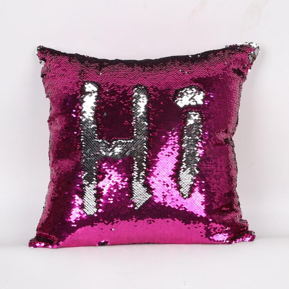 Diy Reversible Sequin Glitter Sofa Cushion Cover Pillow Case Double Gift Color