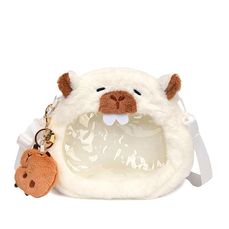 Kapibara cute perspective small round bag girl soft-hearted girl daily versatile messenger bag plush capybara pain bag