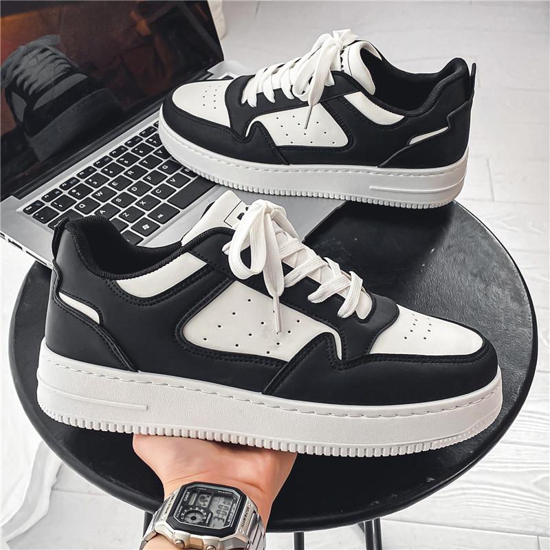 Men Outdoor Leather Shoes Flat Classic Casual Sports Shoes Lace Up Skateboard Board Shoe Walking Travel Leisure Running Sneakers