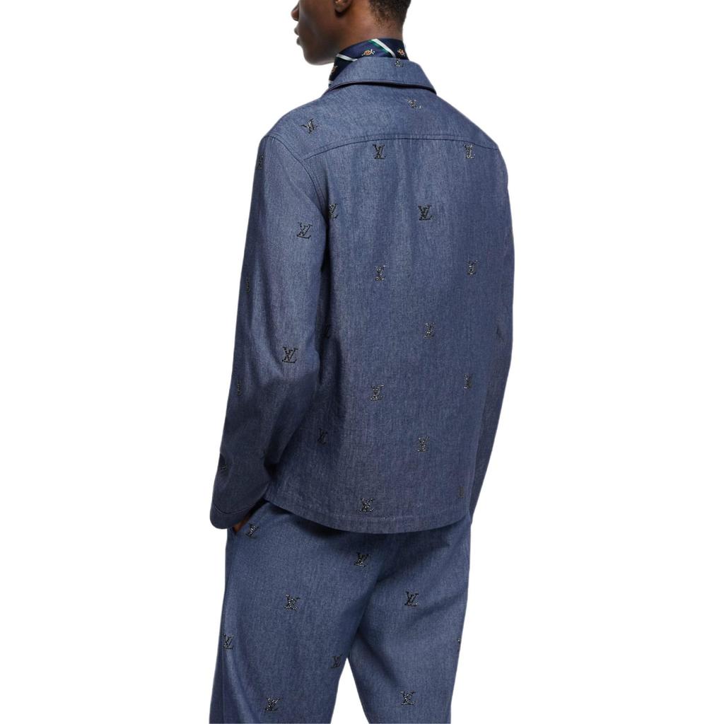 LOUIS VUITTON Lv Blason Embellished Denim Pajama Shirt 1AGJMC