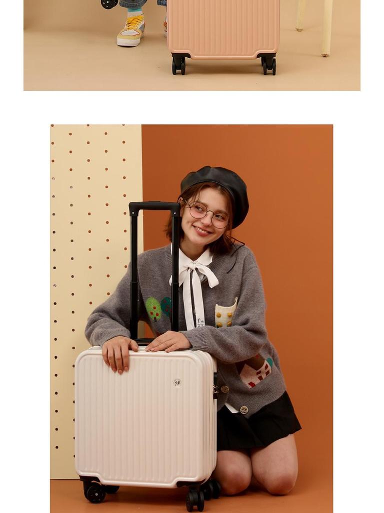 18-inch Lightweight Carry-on Trolley Suitcase with Zipper Lock for Men, Women, and Students