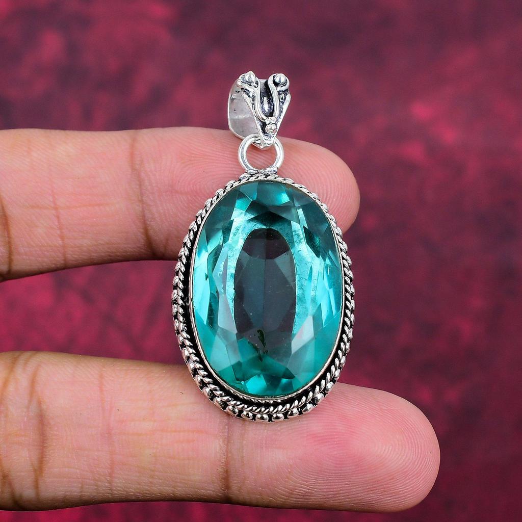 Подвеска Aqua Apatite, кулон из стерлингового серебра 925 пробы, ювелирные изделия ручной работы с драгоценными камнями, подарки для жены, абсолютно новый кулон