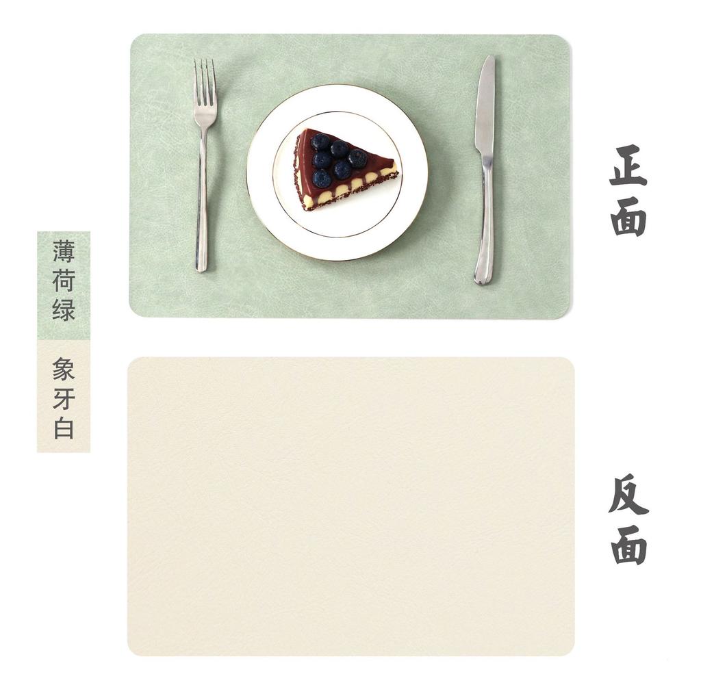 Cowhide pattern two-color leather placemat hotel restaurant ceramic anti-scalding heat insulation mat drain teacup mat can be customized