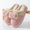 Fluffy Pom-pom Cotton Slippers Winter Indoor Home Non-slip Thick Bottom Velvet Warm Outer Wear Cute Cotton Drag