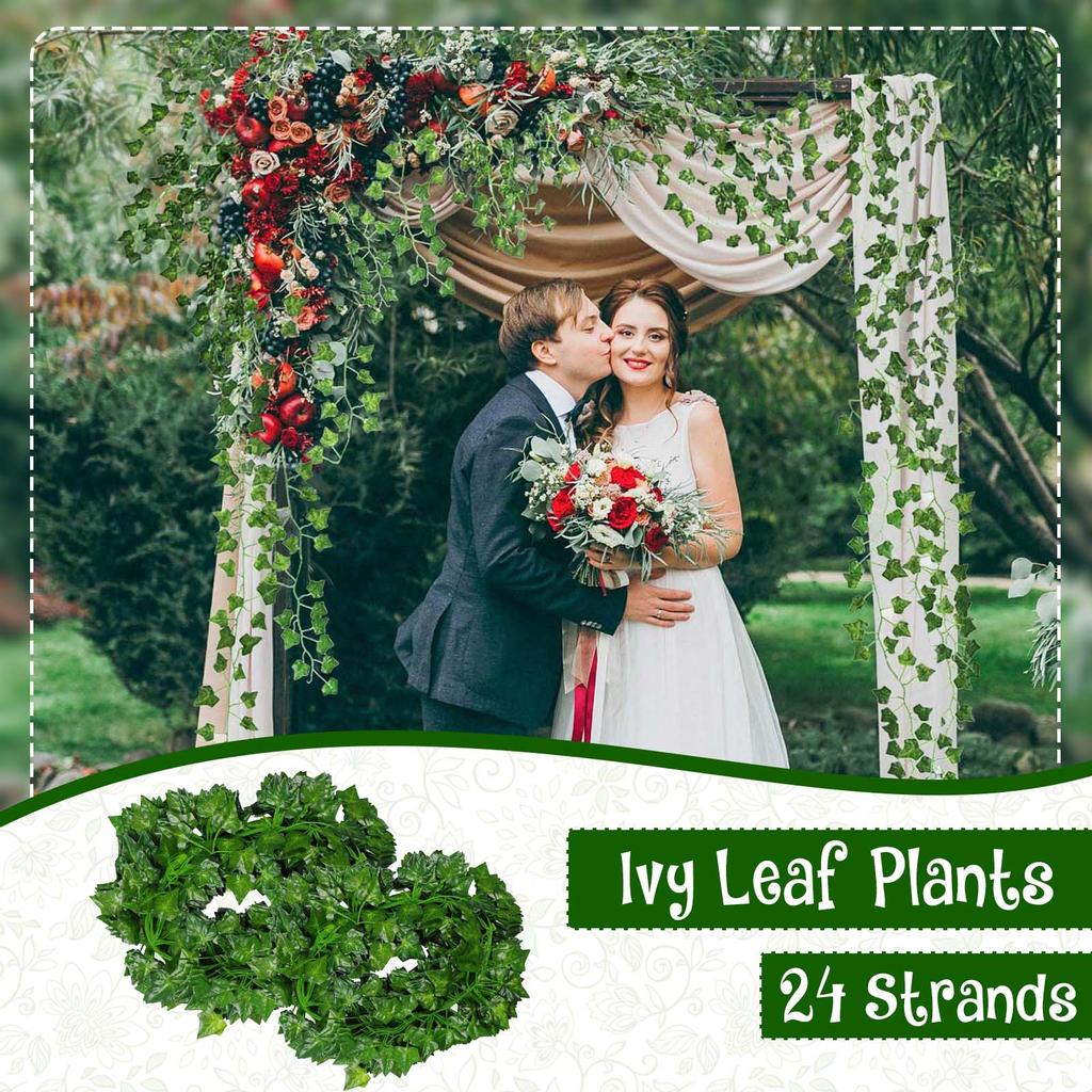 24 Strands 86 FT Artificial Lvy Leaf Vine Garland Fake Foliage Hanging Plants