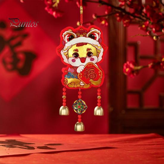 Китайский Новый год украшение праздничное благословение колокольчик ветра лунный Новый год подвесное украшение с 3 колокольчиками для гостиной спальни дверь