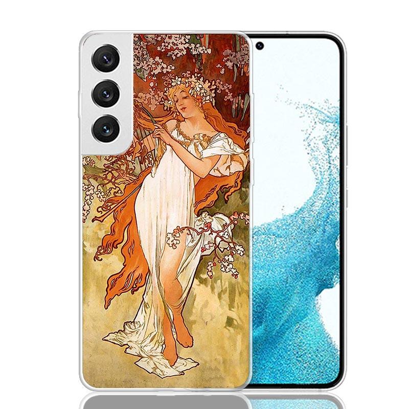 Alfons Mucha Primavera Case Phone Cover for Samsung Galaxy S24 S25 Ultra S23 Plus S22 + S21 S20 FE S10 S25Plus Trend Fundas S24