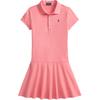 Polo Polo Dress Ribbed Mesh Low Waist Polo Collar Ruffle Short Sleeve Kids Dresses 313698754-087