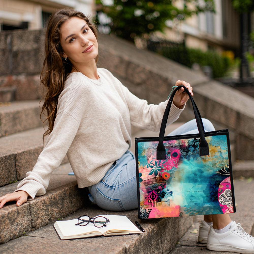 Bohemian Art Print Tote Bag Fashion Casual Large Capacity Canvas Daily Shoulder Handbag