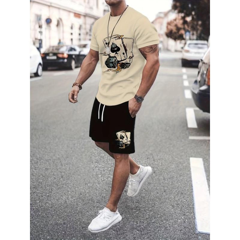 Летний повседневный мужской топ с короткими рукавами, модные уличные мужские шорты с принтом плюшевого мишки 3D, футболка и шорты