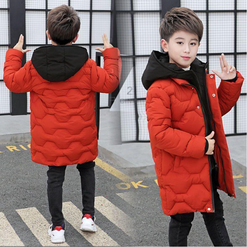 Boys Winter Thicken Long Jackets For Kids Keep Warm Casual Hoodies Kids Coats Long Sleeve Children Windbreaker Outerwear