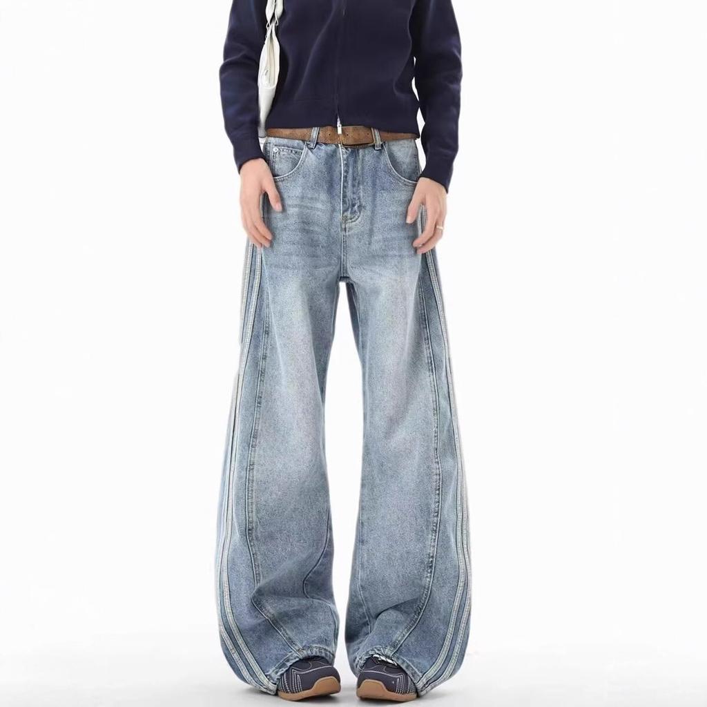 Джинсы JYL Унисекс Bootcut Американский Винтаж Весна Нишевые Свободные Модные Джинсовые для Пары