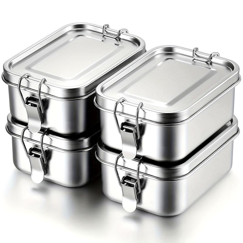 1 шт. Двухслойный ланч-бокс из нержавеющей стали 304 с отделениями, бенто для улицы, для студентов, герметичный, контейнер для еды в американском стиле