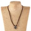 Handmade Craft Rope Leather Necklace Simple Braided Cross Necklace Cross Pendant Necklace  Gifts