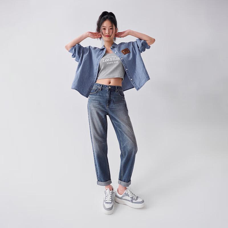 Lee 411 Женские прямые джинсы с высокой талией