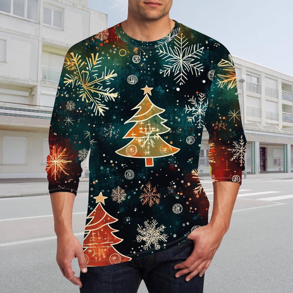 Men's T Shirt O-Neck Clothing Apparel Outdoor Long Sleeve Print Fashion Designer Vintage