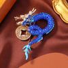 Мужская брошь 'Китайский Зодиак Дракон': Властный формальный аксессуар-корсаж с бриллиантами
