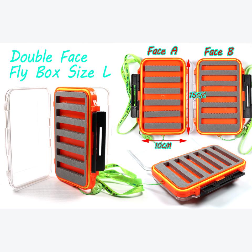 1PCS 2 Layer Fly Fishing Pocket Box Waterproof Case for Nymph Dry Wet Flies Trout Carp Salmon Fishing Fly Box S L