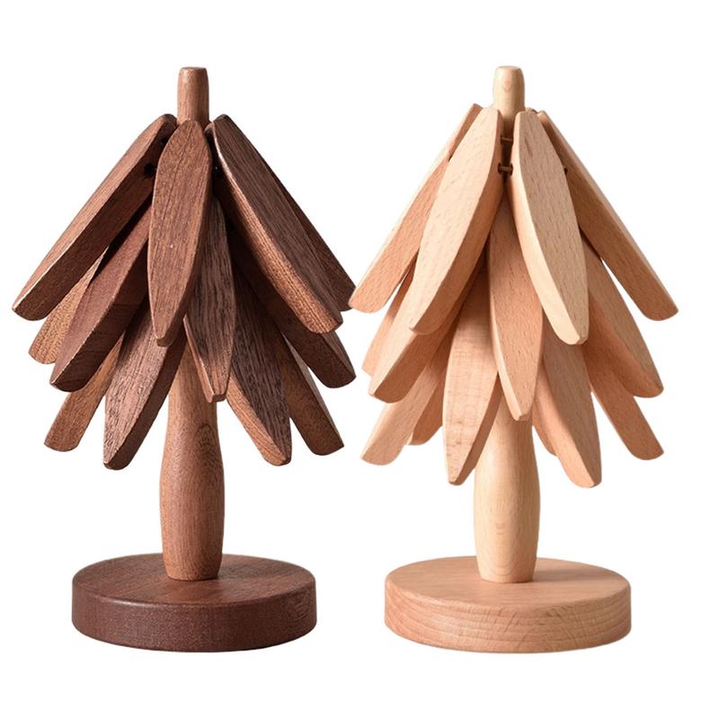 Tree Design Stand Wooden Trivets Anti Scald Heat Resistant Table Mat Coaster Wood Placemats Pot Kitchen Accessories