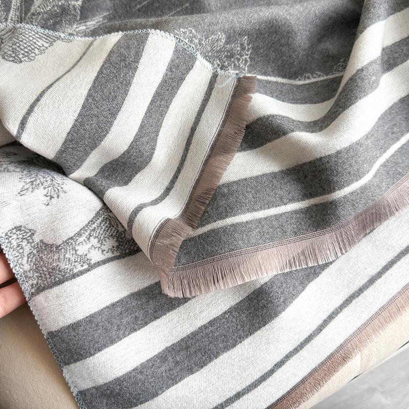 Мори Осень и Зима Теплый Продвинутый Чувство Снижения Возраста Шарф Двусторонний Принт Накидка Классический Цвет Универсальный Шарф Женский