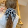 Early Spring New Arrival Charming Plaid Bow Hair Clip for Ponytail with Delicate Lace Edge
