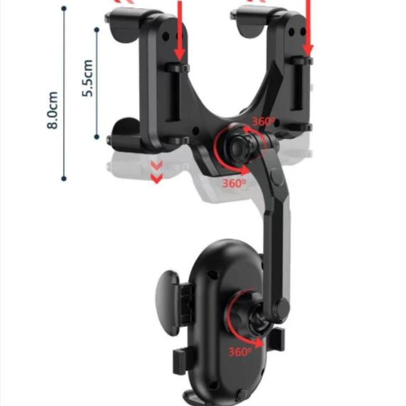 Rearview Mirror Phone Holder for Car Mount Phone and GPS Holder Universal Rotating Adjustable Telescopic Car Phone Holder