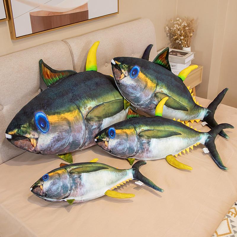 Большая реалистичная плюшевая игрушка-тунец, мягкая набивная игрушка-животное, подушка-тунец, милая подушка для дивана, подушка-подушка, подарок, декор для дома