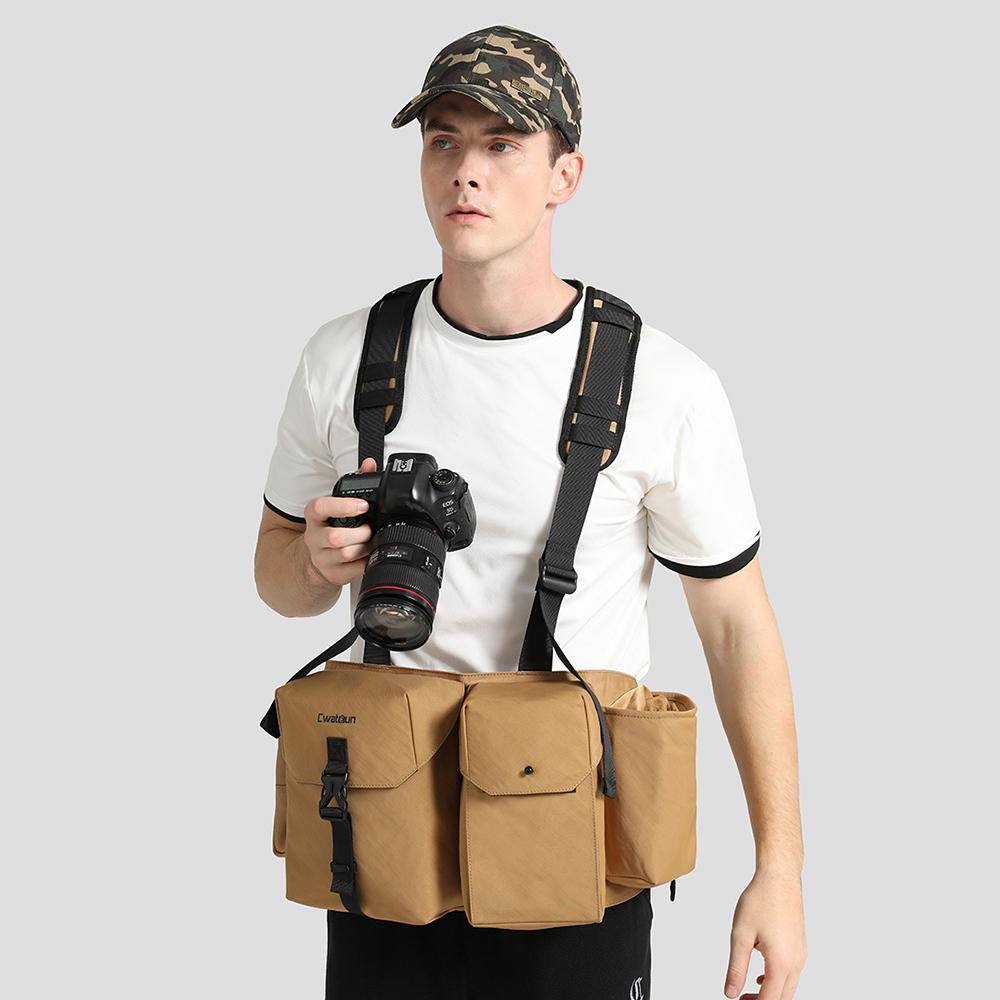 Cwatcun D104 Нагрудная сумка-жилет для камеры Водонепроницаемая для корпуса DSLR-камеры и объектива