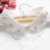 Linbaiway Women's Embroidered Detachable Blouse Tops Collars Shirt Fake Collar Lace Beads False Collar Sweater Half Shirt Decor