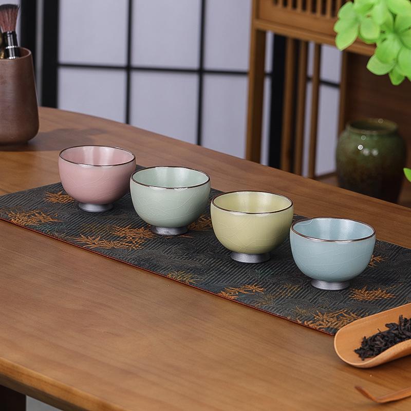 High-end iron tire Ru kiln tea set Tianqing master Ru kiln Ru porcelain tea making Kung fu cover bowl teacup gift