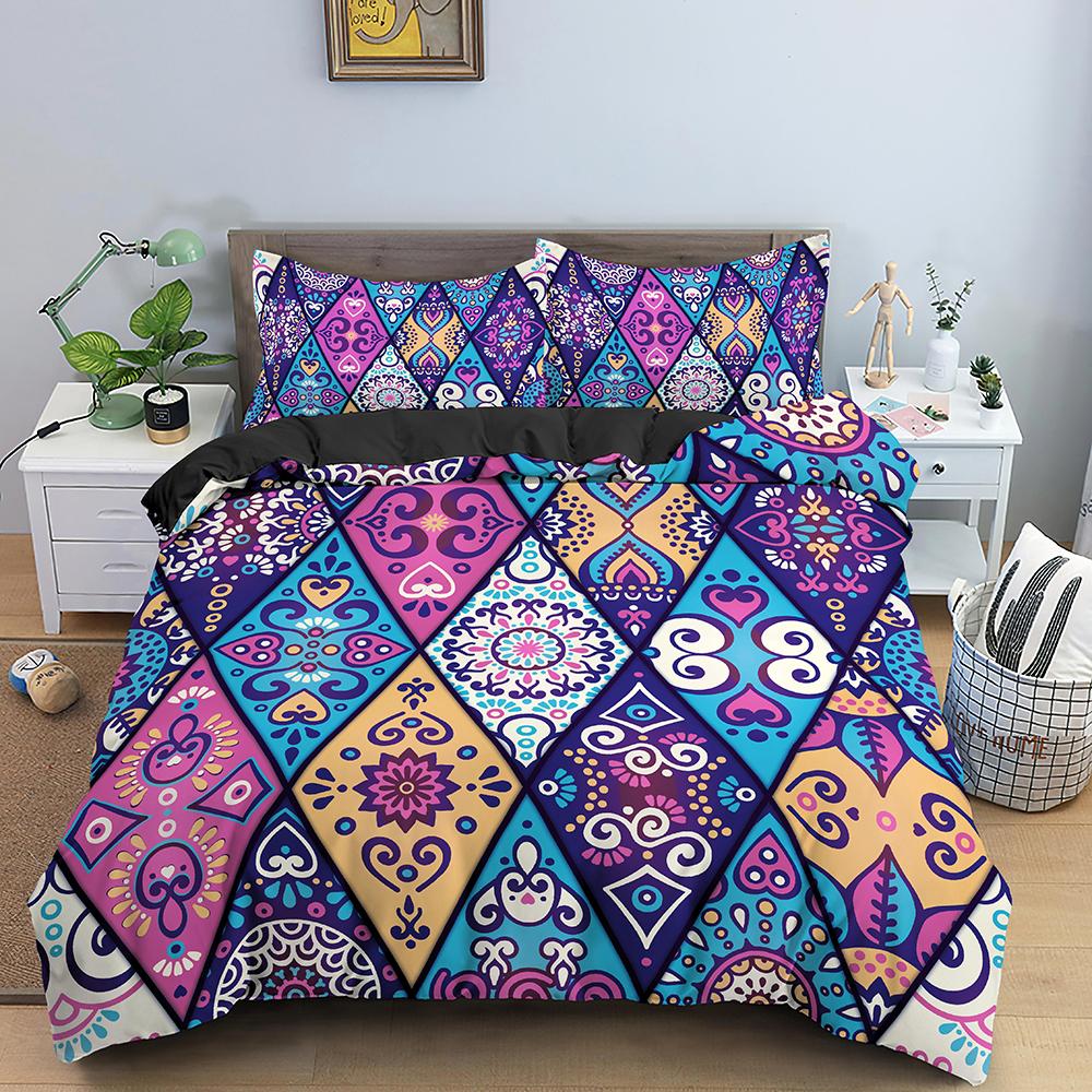 Mandala Duvet Cover Set Bohemian Bedding Set Soft Comforter Cover With 1/2pcs Pillow Shams Quilt Cover Bedroom King Queen Sizes
