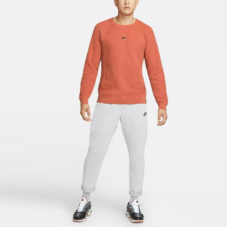Men's Nike Round Neck Long Sleeves Casual Sports Pullover Knitwear Madder Root Brown DN3618-827