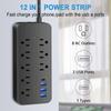 Plug Power Strip Surge Protector, Overload Protection, Fireproof Shell, ETL Listed, 1700J,