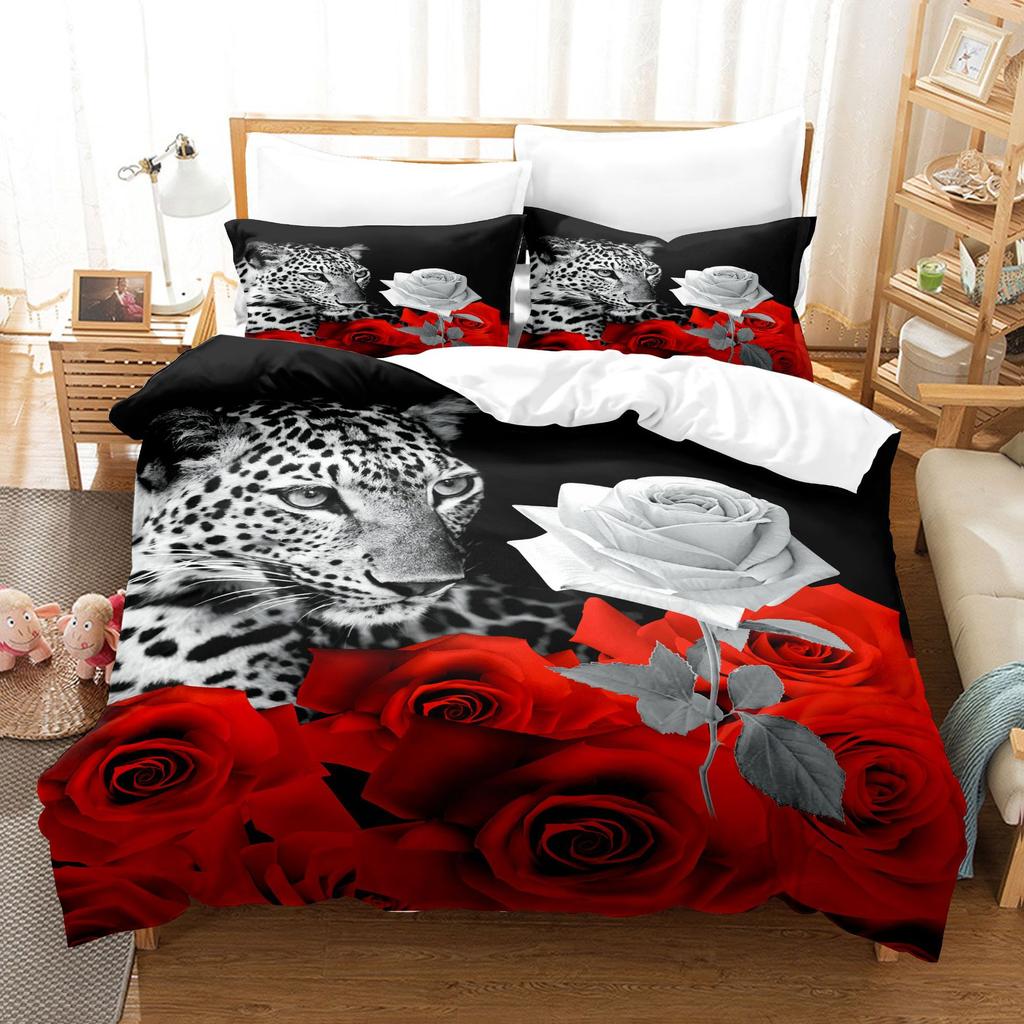 Комплект постельного белья с изображением животных, пуховые пододеяльники в стиле диких животных для мужчин и мальчиков, наволочки 2/3 шт., односпальный двуспальный чехол в подарок, двуспальная кровать размера «king-size»