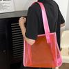 Square Transparent Handbag Candy Color PVC Tote Bag Casual Waterproof Shoulder Bag  Female