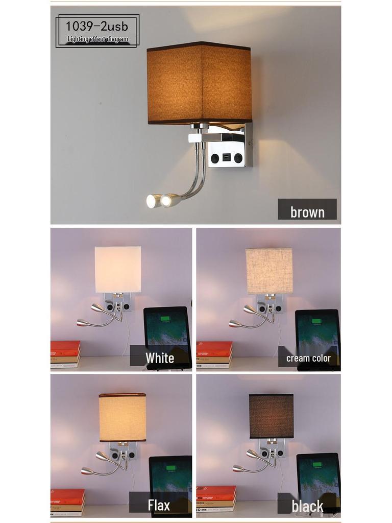 USB Charging European Style LED Wall Lamp for Indoor Use - Ideal for Hotels and Bedrooms