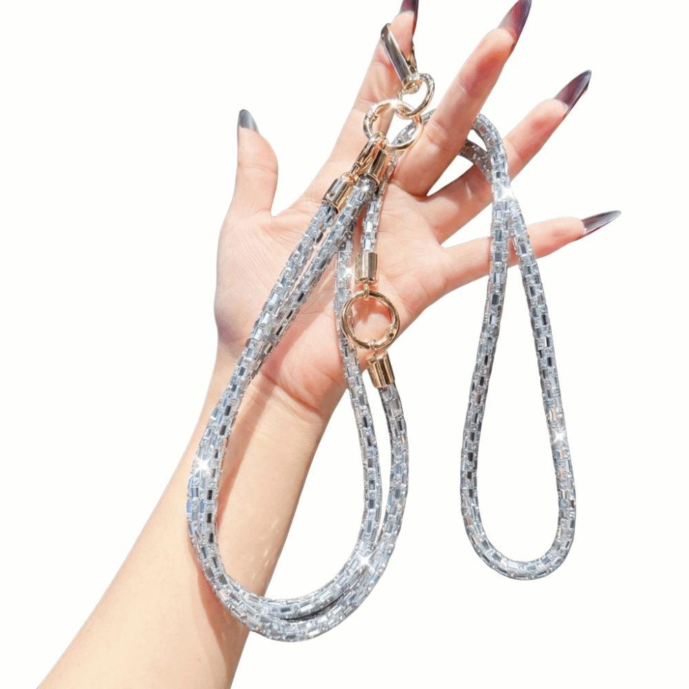 Bright Rhinestone Rhinestone Phone Lanyard Square Crystal Phone Wrist Strap Neck Strap