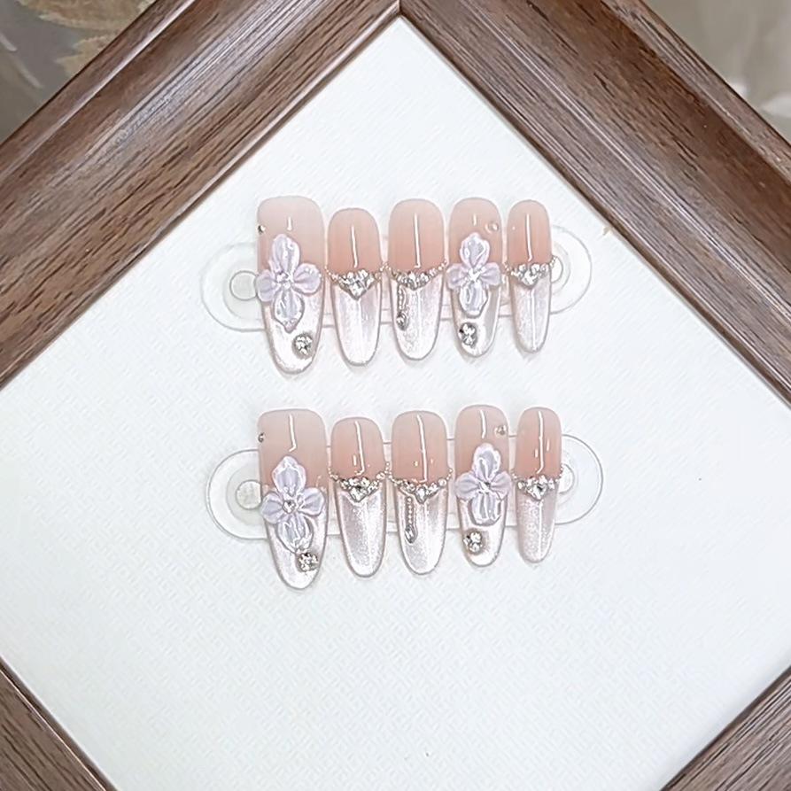 Ручная работа Хна Цветок и Падающая Трехмерная Рельефная Бабочка Высококлассная Кошачий глаз Чистый Темперамент Маникюрная наклейка