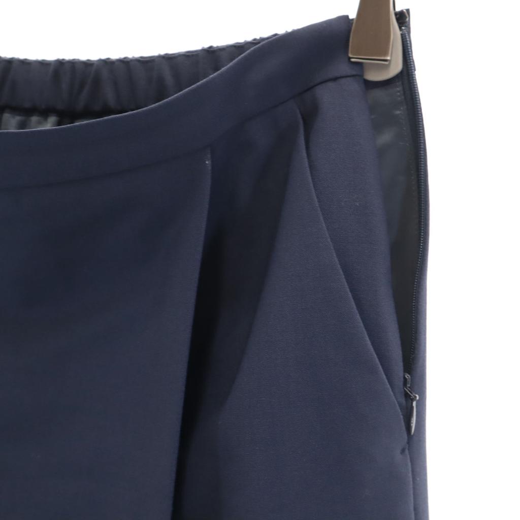 Green Label Relaxing Wool Blend Midi Length Wrap Skirt 38 Navy Women Used